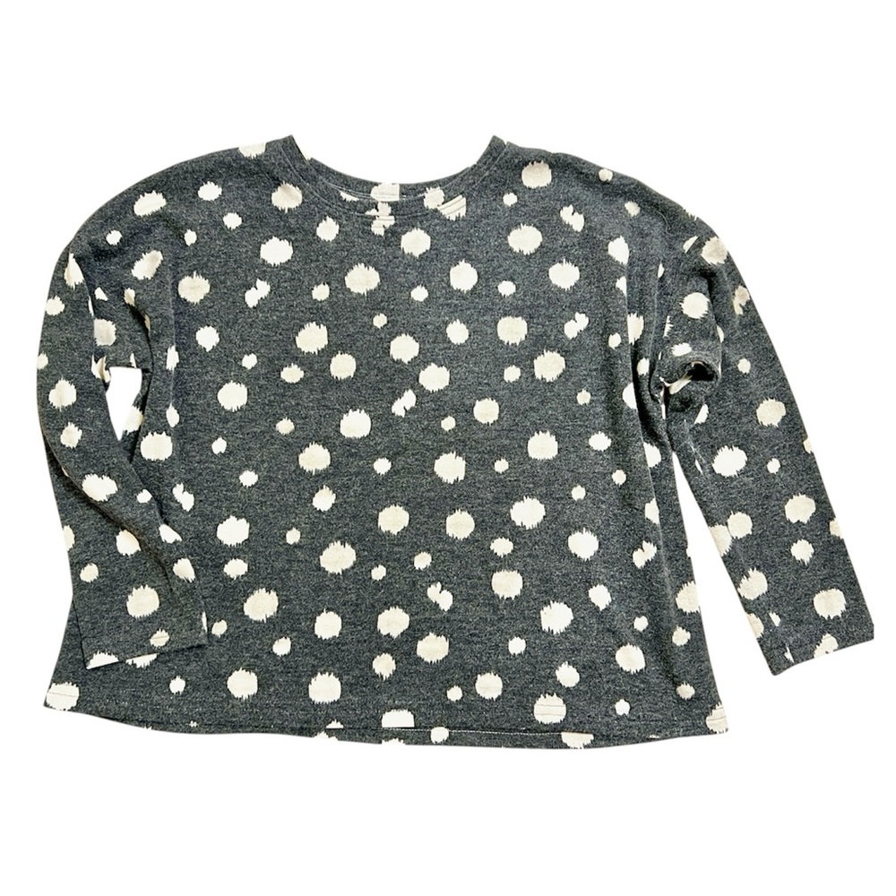 Handmade Gray Knit Sweatshirt Polka Dot Long Sleeve Sweater Cabin Ready Normcore